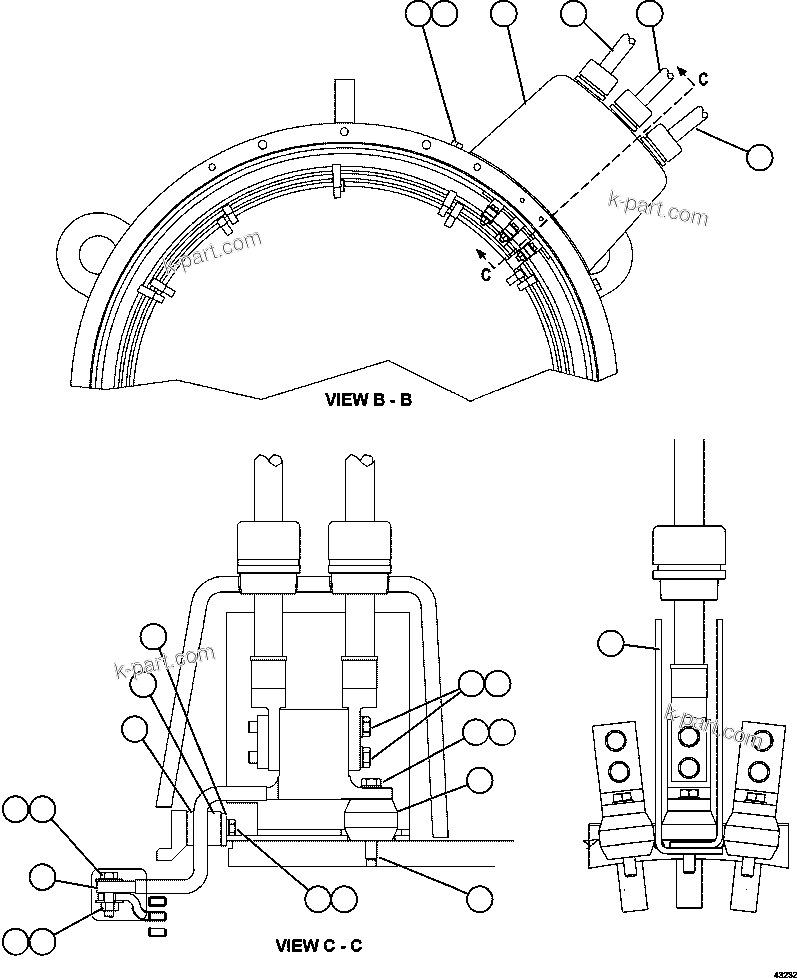 Komatsu parts book diagram for AFE57-FW 830E-1AC S/N A30761  WABUSH: ALTERNATOR - MAIN ELECTRICAL CONNECTION