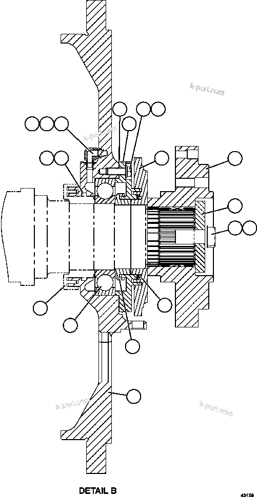 Komatsu parts book diagram for AFE57-FW 830E-1AC S/N A30761  WABUSH: WHEEL MOTOR  3/8   PC3159
