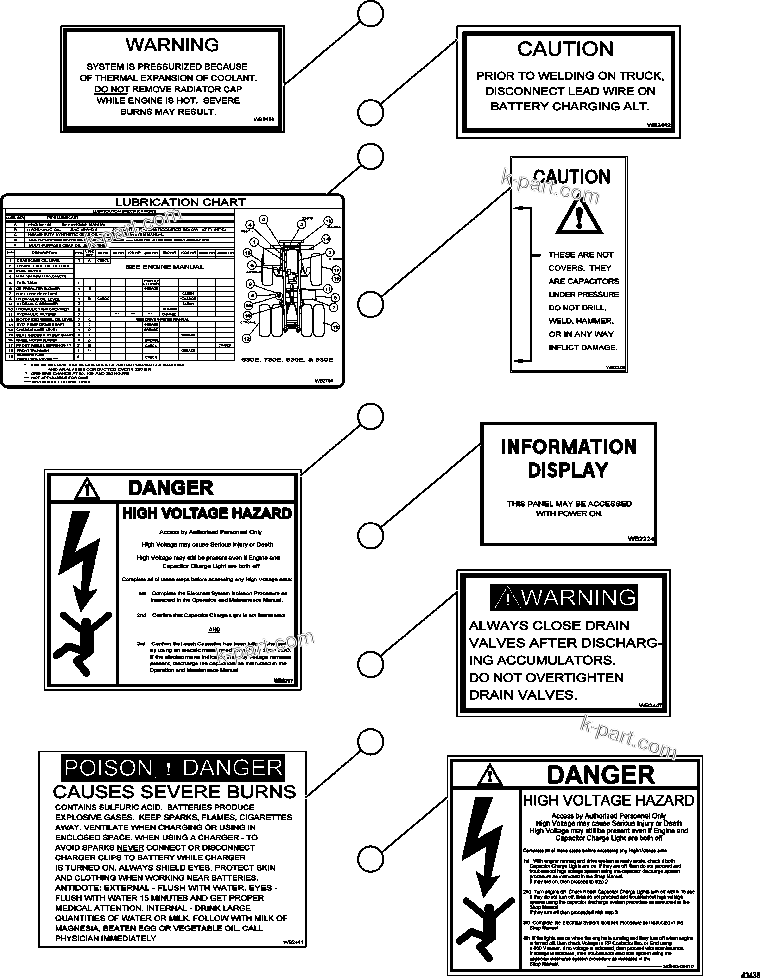 Komatsu parts book diagram for AFE57-GH 830E-1AC S/N A30822 - A30823 & A30831 - A30833 KONKOLA COPPER: DECALS & WARNINGS   2/5