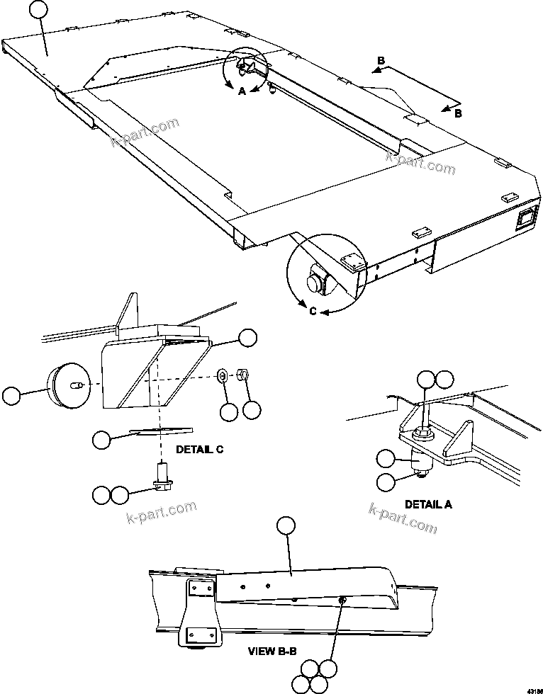 Komatsu parts book diagram for AFE57-GH 830E-1AC S/N A30822 - A30823 & A30831 - A30833 KONKOLA COPPER: LH DECK INSTALLATION
