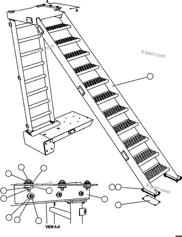 Komatsu parts book diagram for AFE57-GH 830E-1AC S/N A30822 - A30823 & A30831 - A30833 KONKOLA COPPER: DIAGONAL LADDER INSTALLATION
