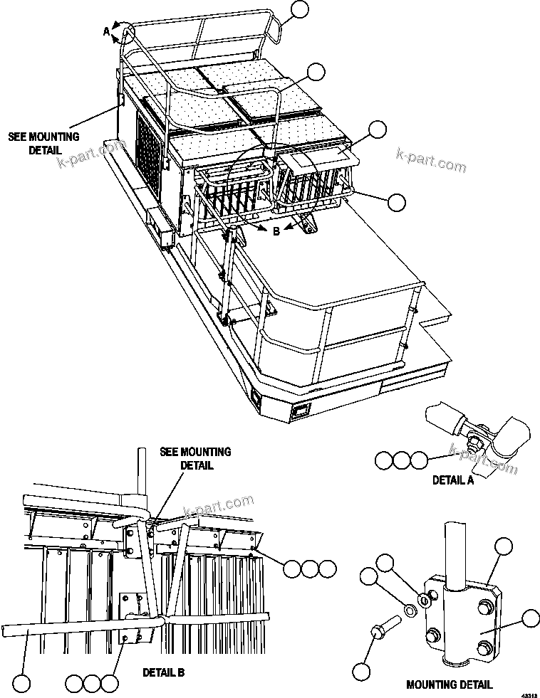 Komatsu parts book diagram for AFE57-GH 830E-1AC S/N A30822 - A30823 & A30831 - A30833 KONKOLA COPPER: RETARDING GRID HANDRAILS