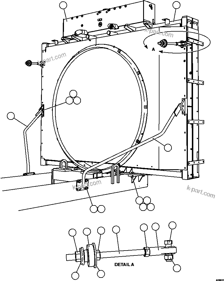 Komatsu parts book diagram for AFE57-GH 830E-1AC S/N A30822 - A30823 & A30831 - A30833 KONKOLA COPPER: RADIATOR INSTALLATION