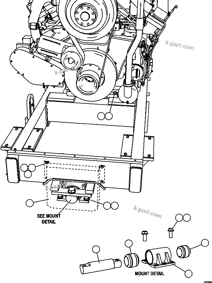 Komatsu parts book diagram for AFE57-GH 830E-1AC S/N A30822 - A30823 & A30831 - A30833 KONKOLA COPPER: ENGINE/SUB-FRAME MOUNTS