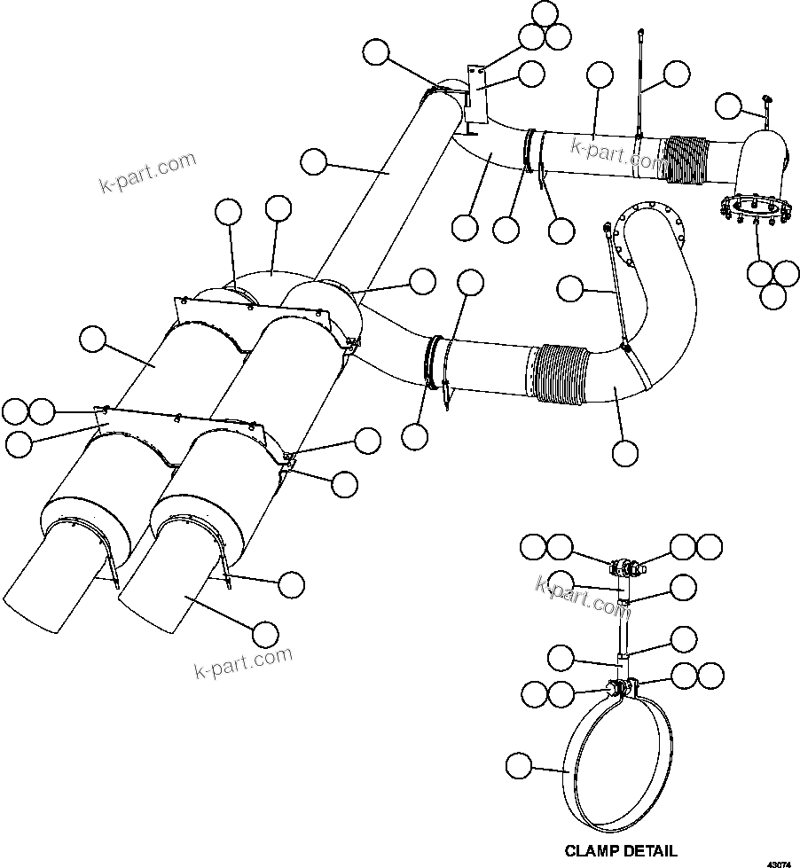 Komatsu parts book diagram for AFE57-GH 830E-1AC S/N A30822 - A30823 & A30831 - A30833 KONKOLA COPPER: EXHAUST