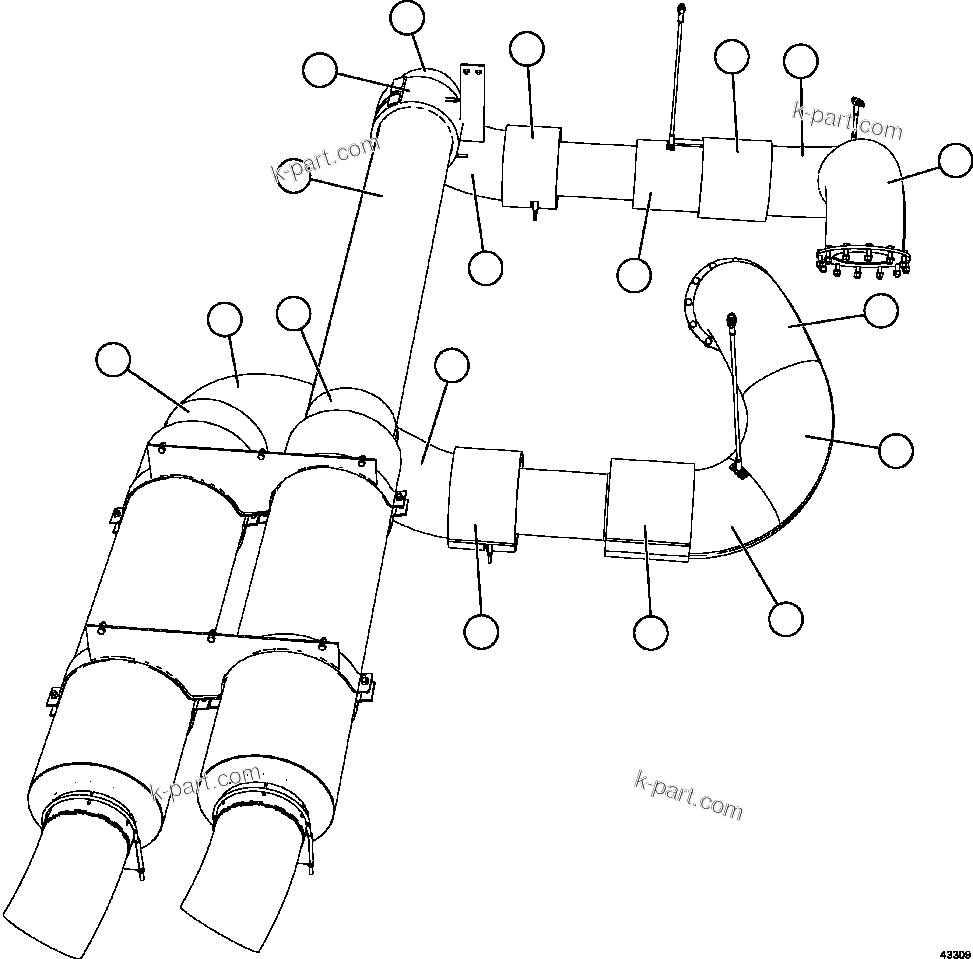 Komatsu parts book diagram for AFE57-GH 830E-1AC S/N A30822 - A30823 & A30831 - A30833 KONKOLA COPPER: EXHAUST BLANKETS