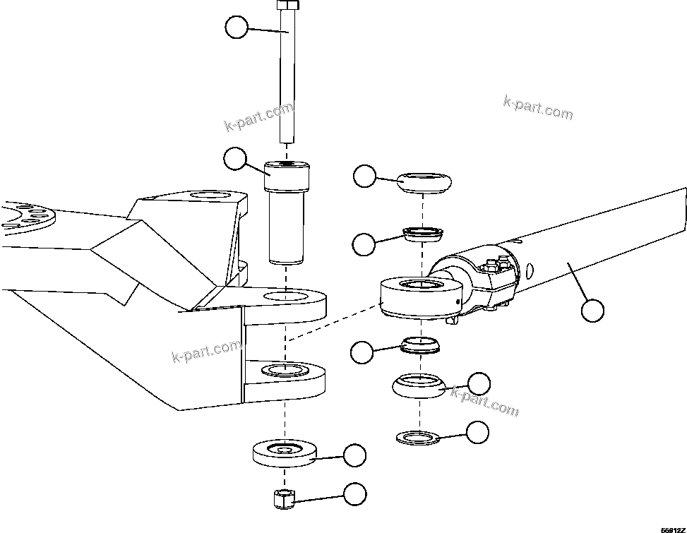 Komatsu parts book diagram for AFE57-GH 830E-1AC S/N A30822 - A30823 & A30831 - A30833 KONKOLA COPPER: TIE ROD INSTALLATION