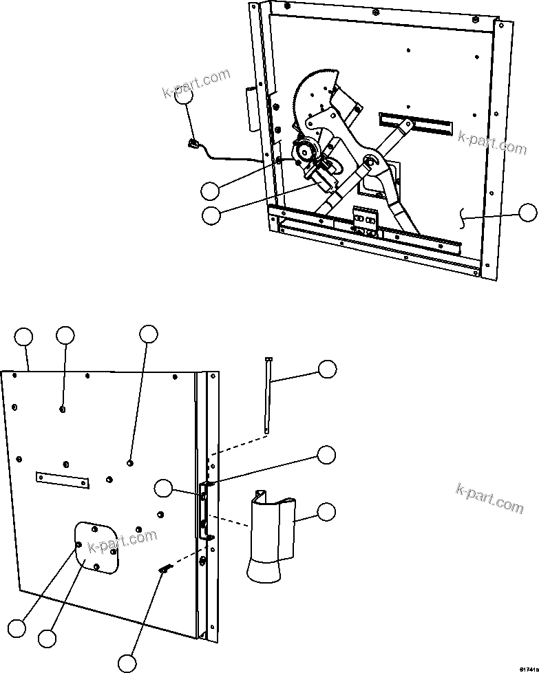 Komatsu parts book diagram for AFE57-GH 830E-1AC S/N A30822 - A30823 & A30831 - A30833 KONKOLA COPPER: INNER DOOR PANEL - RH     58E-54-10110