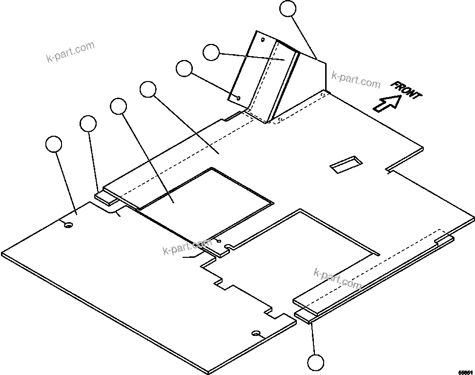 Komatsu parts book diagram for AFE57-GH 830E-1AC S/N A30822 - A30823 & A30831 - A30833 KONKOLA COPPER: FOOTREST AND FLOOR MATS
