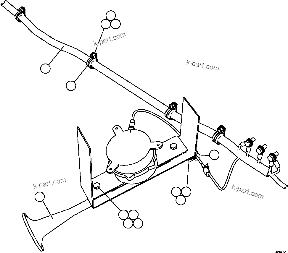 Komatsu parts book diagram for AFE57-GH 830E-1AC S/N A30822 - A30823 & A30831 - A30833 KONKOLA COPPER: HORN INSTALLATION