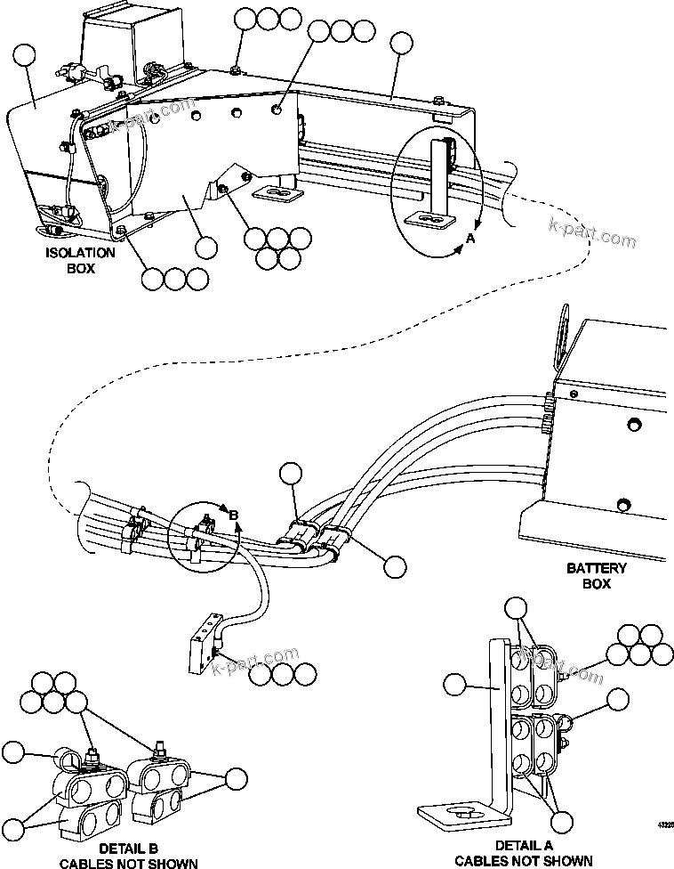 Komatsu parts book diagram for AFE57-GH 830E-1AC S/N A30822 - A30823 & A30831 - A30833 KONKOLA COPPER: BATTERY BOX WIRING   1/2