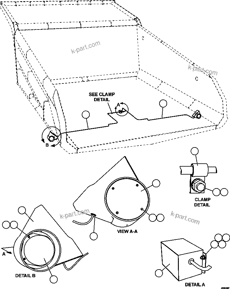 Komatsu parts book diagram for AFE57-GH 830E-1AC S/N A30822 - A30823 & A30831 - A30833 KONKOLA COPPER: REAR TURN & CLEARANCE LIGHTS