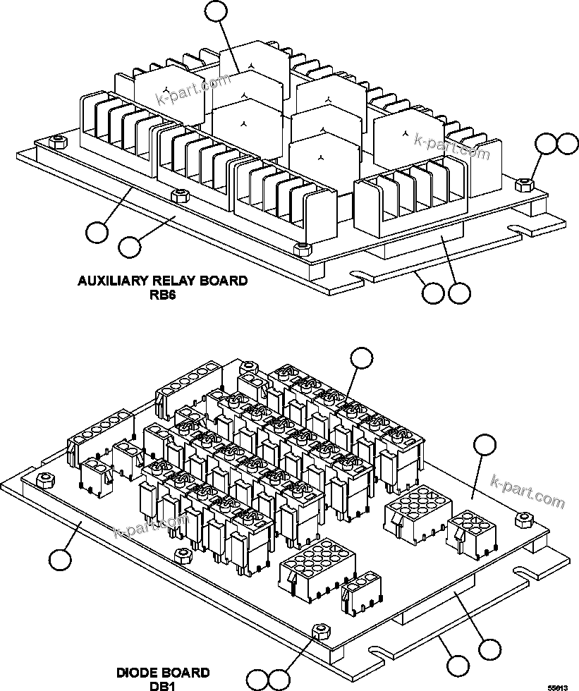 Komatsu parts book diagram for AFE57-GH 830E-1AC S/N A30822 - A30823 & A30831 - A30833 KONKOLA COPPER: RELAY AND DIODE BOARDS