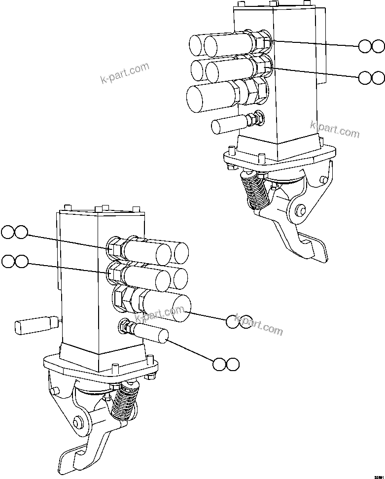 Komatsu parts book diagram for AFE57-GH 830E-1AC S/N A30822 - A30823 & A30831 - A30833 KONKOLA COPPER: BRAKE VALVE PIPING