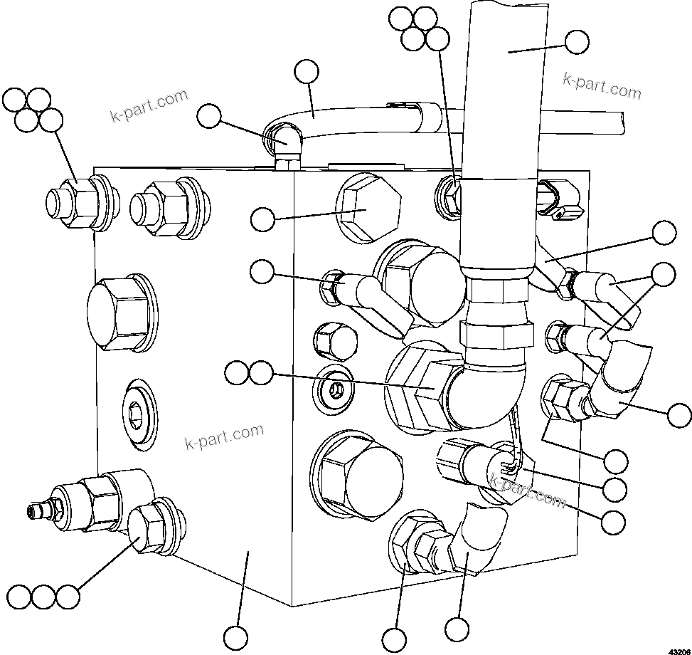 Komatsu parts book diagram for AFE57-GH 830E-1AC S/N A30822 - A30823 & A30831 - A30833 KONKOLA COPPER: BLEEDDOWN MANIFOLD PIPING  2/4