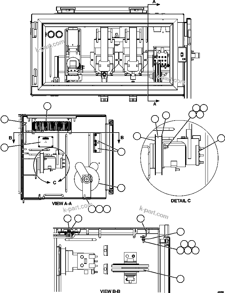 Komatsu parts book diagram for AFE57-GH 830E-1AC S/N A30822 - A30823 & A30831 - A30833 KONKOLA COPPER: CONTROL CABINET - CONTACTOR CABINET   58E-43-00020