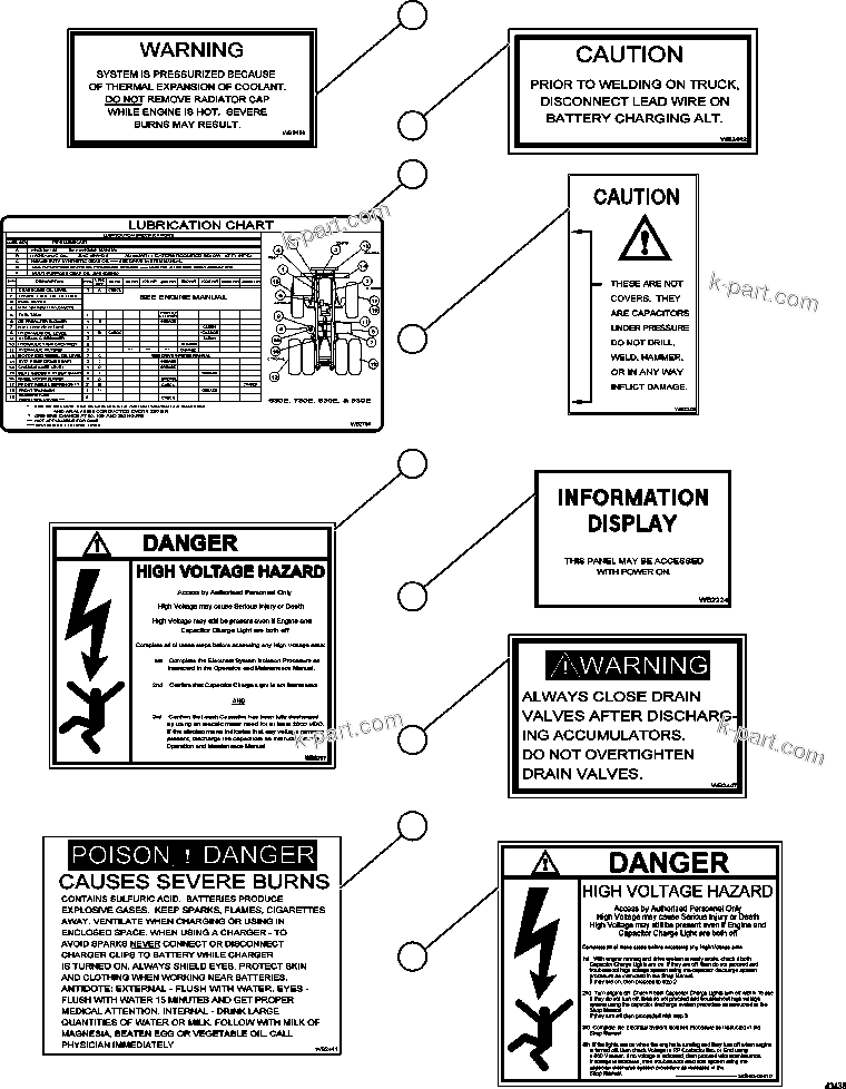 Komatsu parts book diagram for AFE57-GK 830E-1AC S/N A30840 - A30841  HIBBING TACONITE: DECALS & WARNINGS    2/5