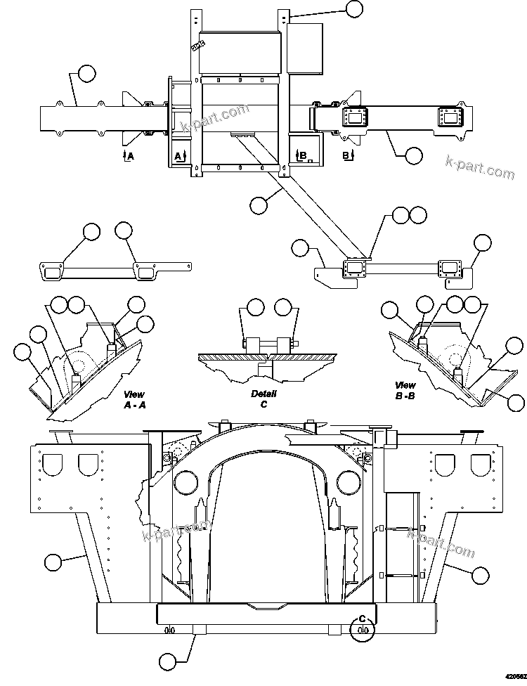 Komatsu parts book diagram for AFE57-GK 830E-1AC S/N A30840 - A30841  HIBBING TACONITE: FRAME & UPRIGHTS