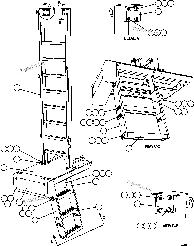Komatsu parts book diagram for AFE57-GK 830E-1AC S/N A30840 - A30841  HIBBING TACONITE: LH LADDER & PLATFORM