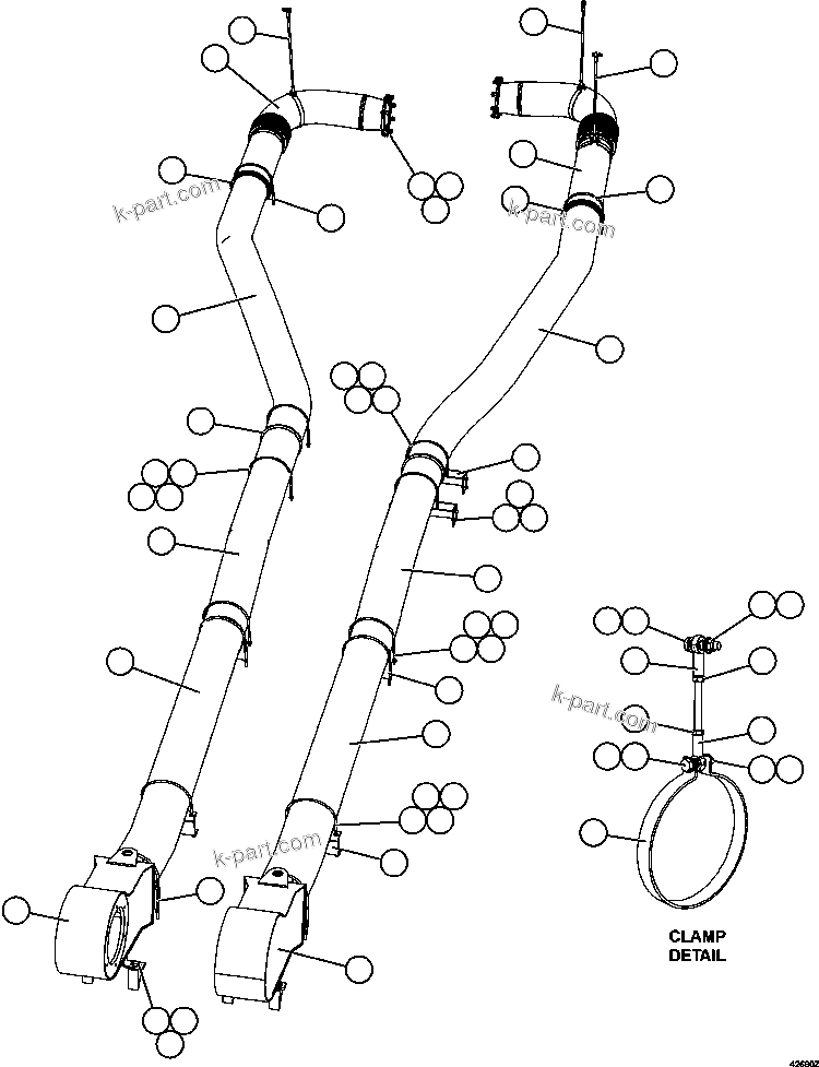 Komatsu parts book diagram for AFE57-GK 830E-1AC S/N A30840 - A30841  HIBBING TACONITE: HEATED BODY EXHAUST  1/2