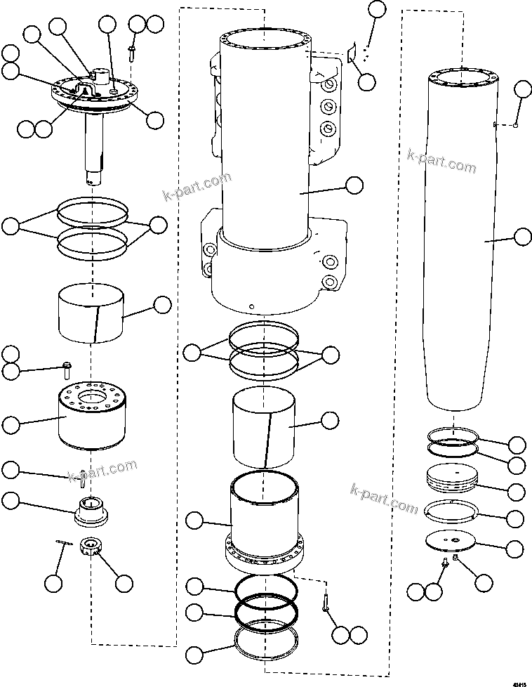 Komatsu parts book diagram for AFE57-GK 830E-1AC S/N A30840 - A30841  HIBBING TACONITE: FRONT SUSPENSION (COLD WEATHER)   58E-50-00030