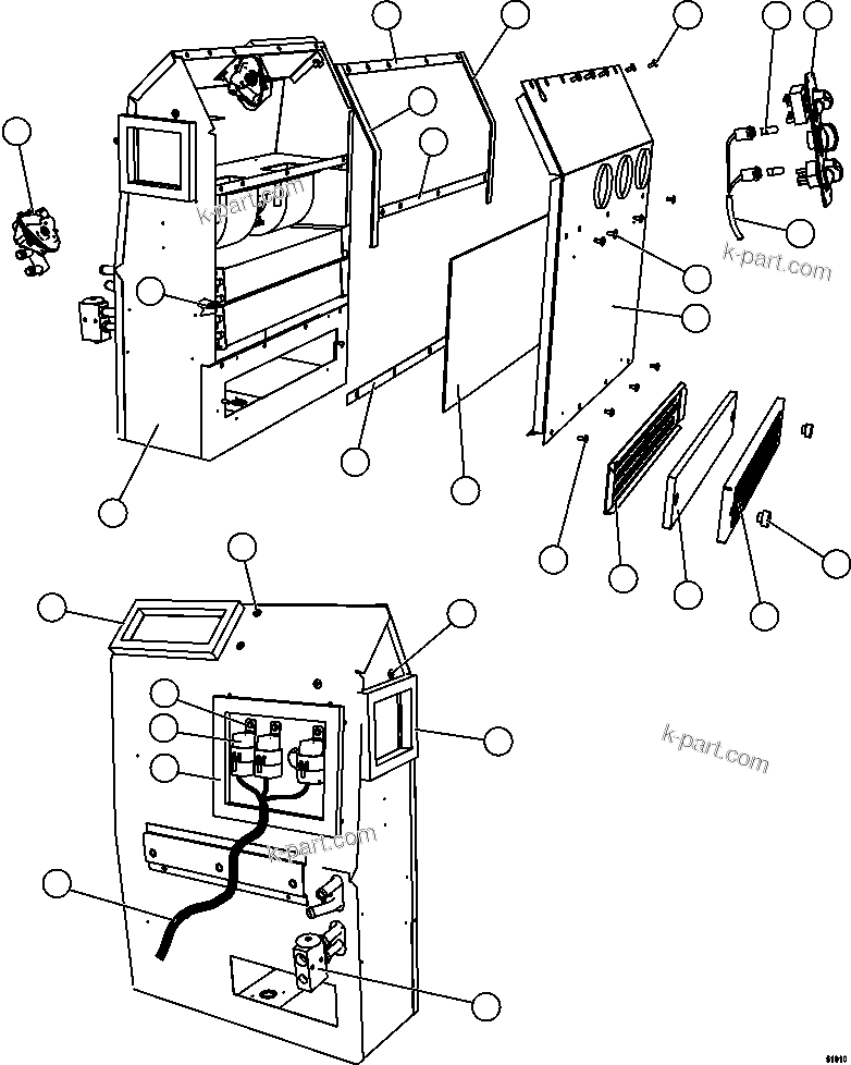 Komatsu parts book diagram for AFE57-GK 830E-1AC S/N A30840 - A30841  HIBBING TACONITE: HEATER/AIR CONDITIONER ASSEMBLY  1/2   PC2600