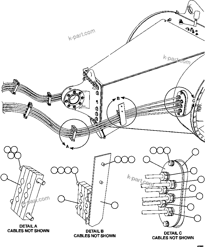 Komatsu parts book diagram for AFE57-GK 830E-1AC S/N A30840 - A30841  HIBBING TACONITE: WHEEL MOTOR WIRING  3/4