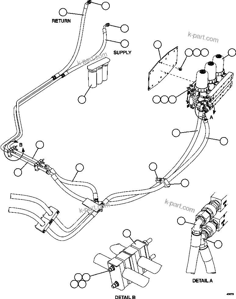 Komatsu parts book diagram for AFE57-GK 830E-1AC S/N A30840 - A30841  HIBBING TACONITE: FUEL SYSTEM PIPING   3/3