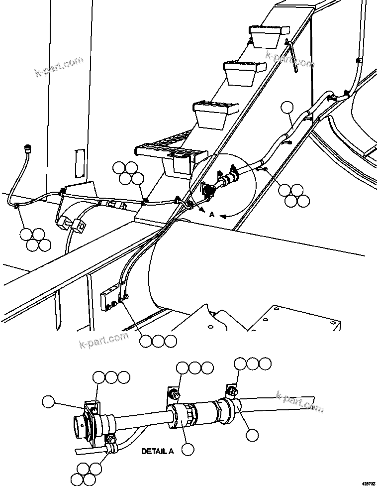 Komatsu parts book diagram for AFE57-GK 830E-1AC S/N A30840 - A30841  HIBBING TACONITE: RH FRAME RAIL WIRING  1/2