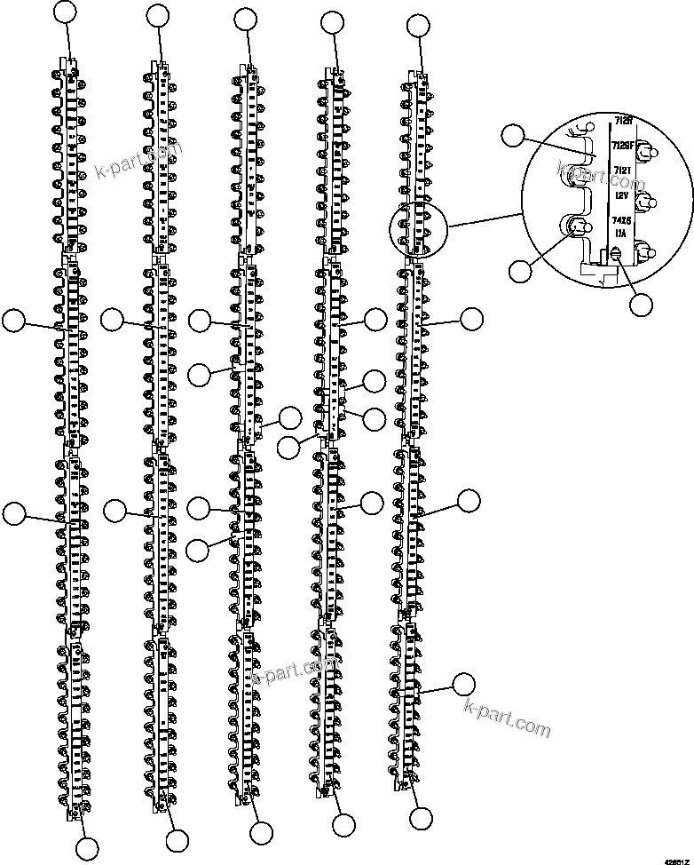Komatsu parts book diagram for AFE57-GK 830E-1AC S/N A30840 - A30841  HIBBING TACONITE: AUXILIARY CONTROL CABINET - REAR WALL