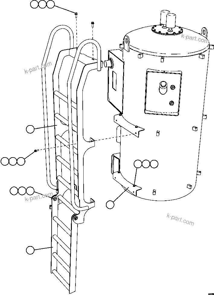 Komatsu parts book diagram for AFE57-GK 830E-1AC S/N A30840 - A30841  HIBBING TACONITE: HYDRAULIC TANK LADDER INSTALLATION