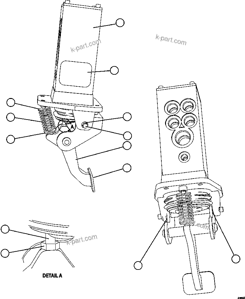 Komatsu parts book diagram for AFE57-GK 830E-1AC S/N A30840 - A30841  HIBBING TACONITE: BRAKE VALVE PEDAL ASSEMBLY           PC2025