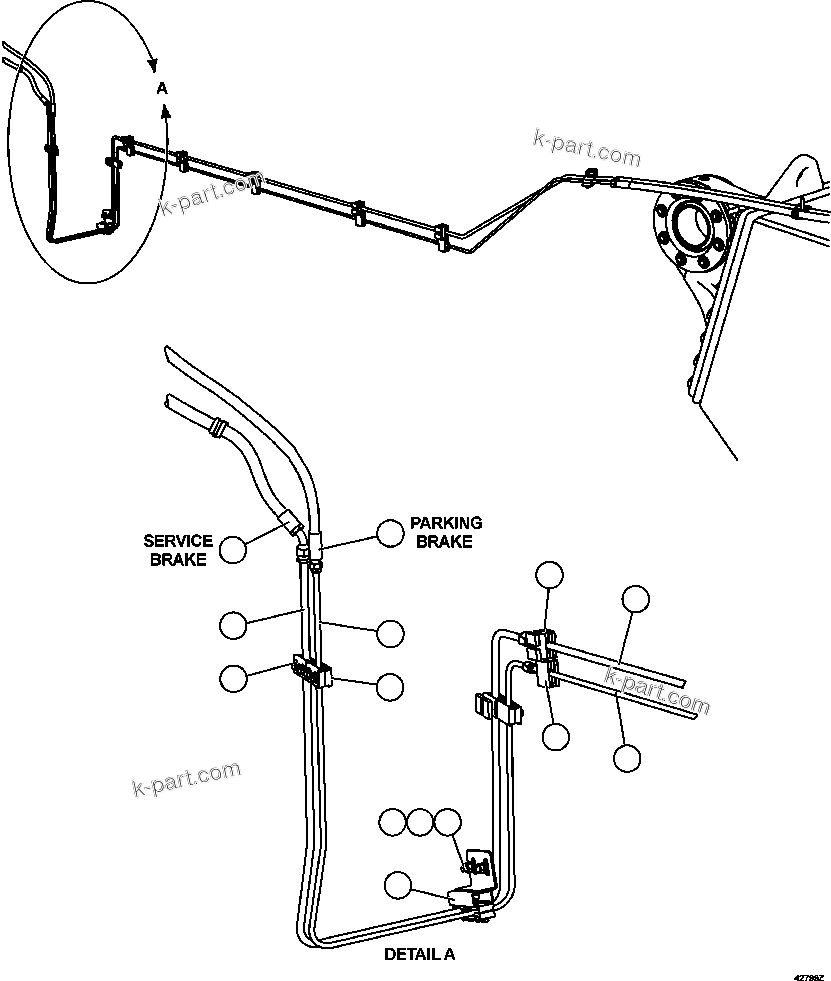 Komatsu parts book diagram for AFE57-GK 830E-1AC S/N A30840 - A30841  HIBBING TACONITE: REAR BRAKE PIPING   1/3