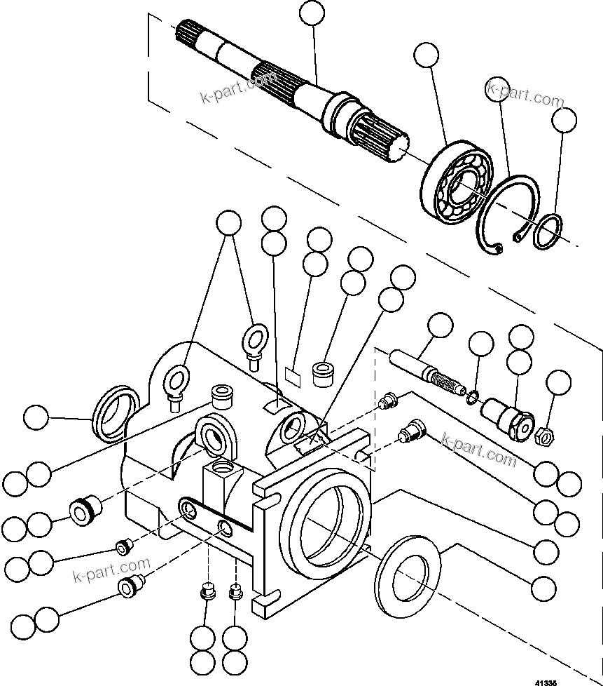 Komatsu parts book diagram for AFE57-GK 830E-1AC S/N A30840 - A30841  HIBBING TACONITE: STEERING PUMP HOUSING (FRONT)     58B-60-00080