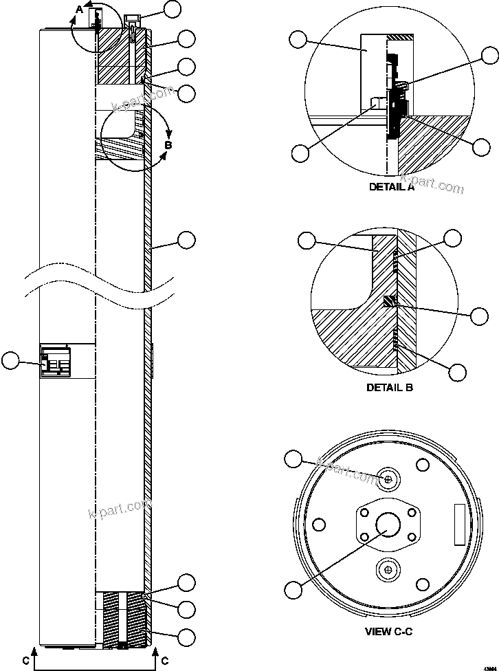 Komatsu parts book diagram for AFE57-GK 830E-1AC S/N A30840 - A30841  HIBBING TACONITE: PISTON ACCUMULATOR   PC2574