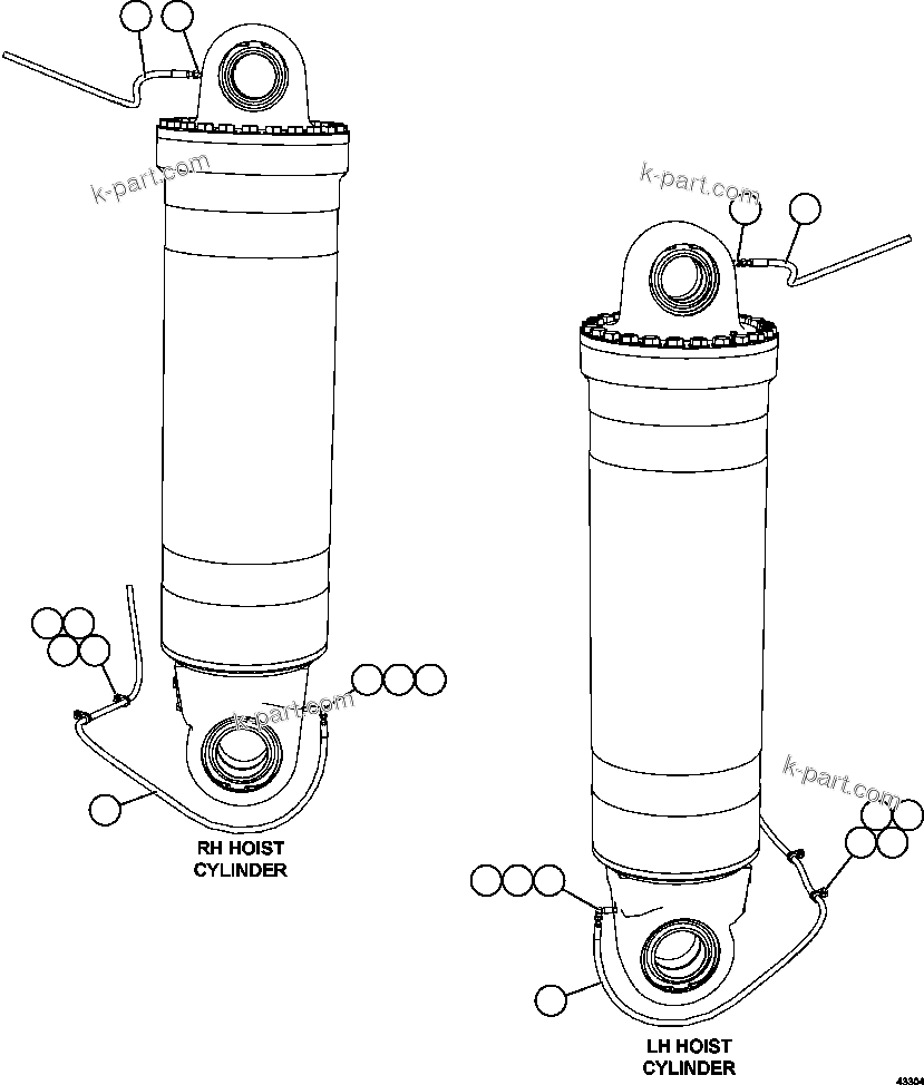 Komatsu parts book diagram for AFE57-GK 830E-1AC S/N A30840 - A30841  HIBBING TACONITE: AUTOMATIC LUBRICATION - HOIST CYLINDERS