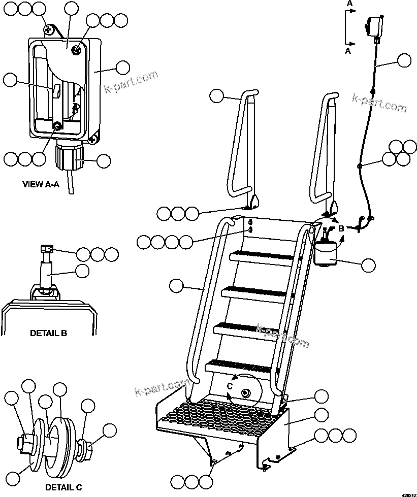 Komatsu parts book diagram for AFE57-GK 830E-1AC S/N A30840 - A30841  HIBBING TACONITE: REAR ACCESS LADDER & LIGHT