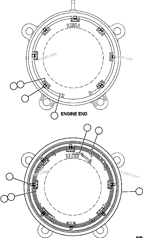 Komatsu parts book diagram for AFE57-GK 830E-1AC S/N A30840 - A30841  HIBBING TACONITE: ALTERNATOR - STATOR ASSEMBLY        XA3159