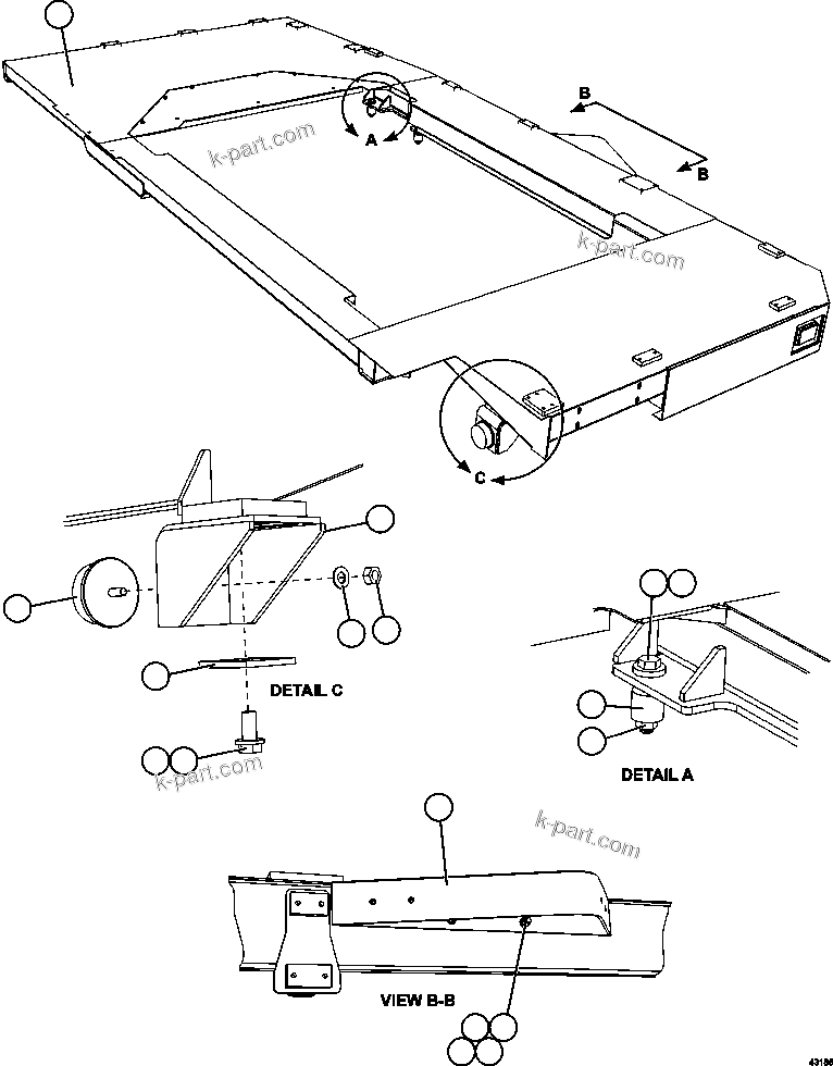 Komatsu parts book diagram for AFE57-GU 830E-1AC S/N A40884 - A40887 & A40895 - A40899  MANTOS BLANCOS: LH DECK INSTALLATION