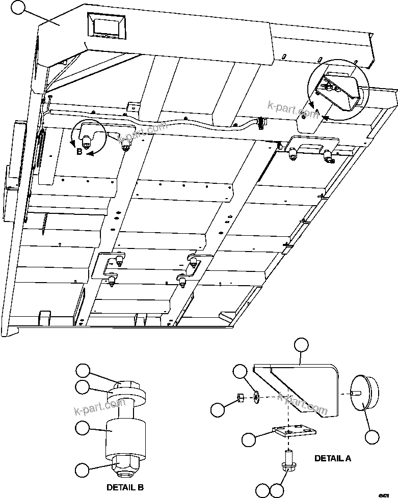 Komatsu parts book diagram for AFE57-GU 830E-1AC S/N A40884 - A40887 & A40895 - A40899  MANTOS BLANCOS: RH DECK INSTALLATION