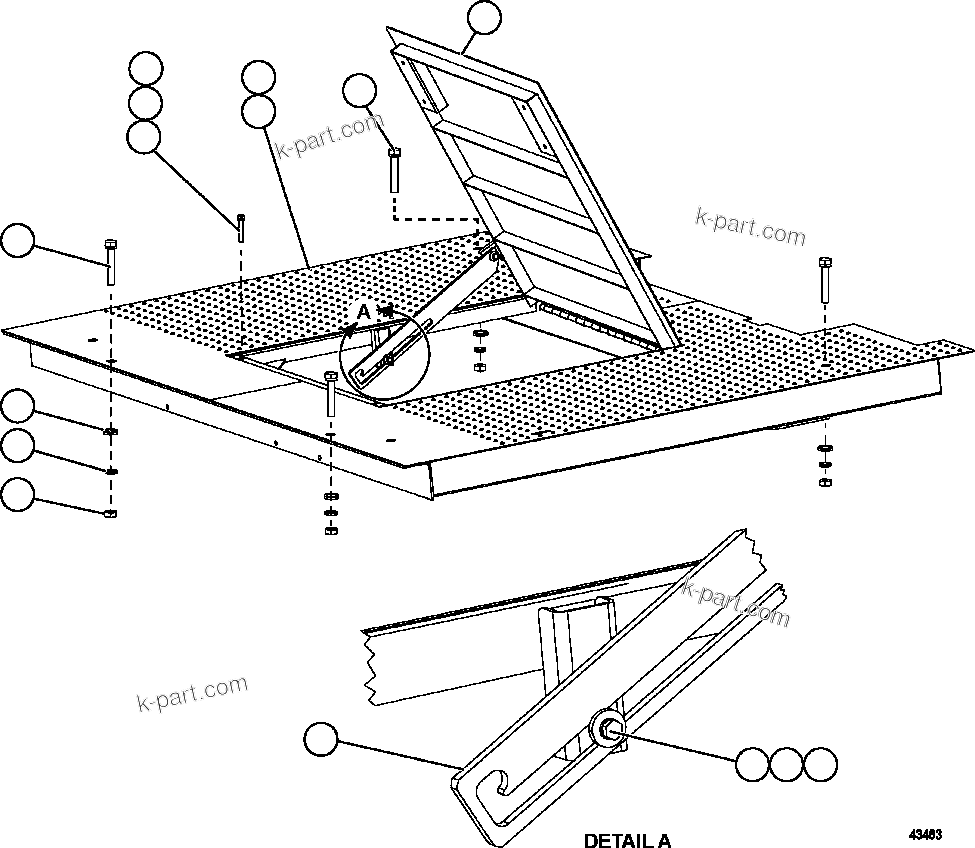 Komatsu parts book diagram for AFE57-GU 830E-1AC S/N A40884 - A40887 & A40895 - A40899  MANTOS BLANCOS: CENTER DECK INSTALLATION