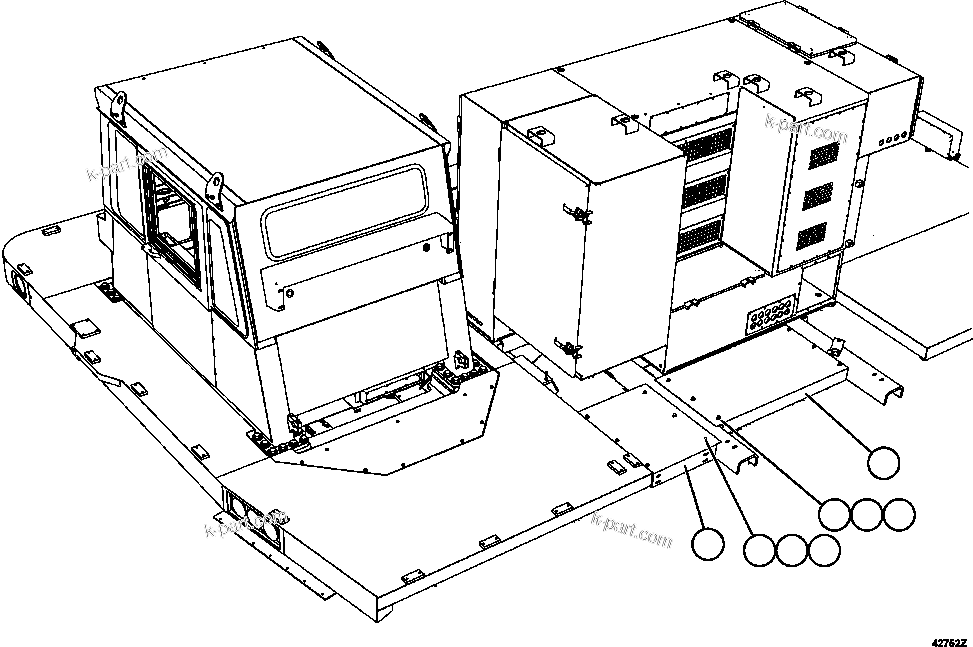 Komatsu parts book diagram for AFE57-GU 830E-1AC S/N A40884 - A40887 & A40895 - A40899  MANTOS BLANCOS: REAR DECK INSTALLATION