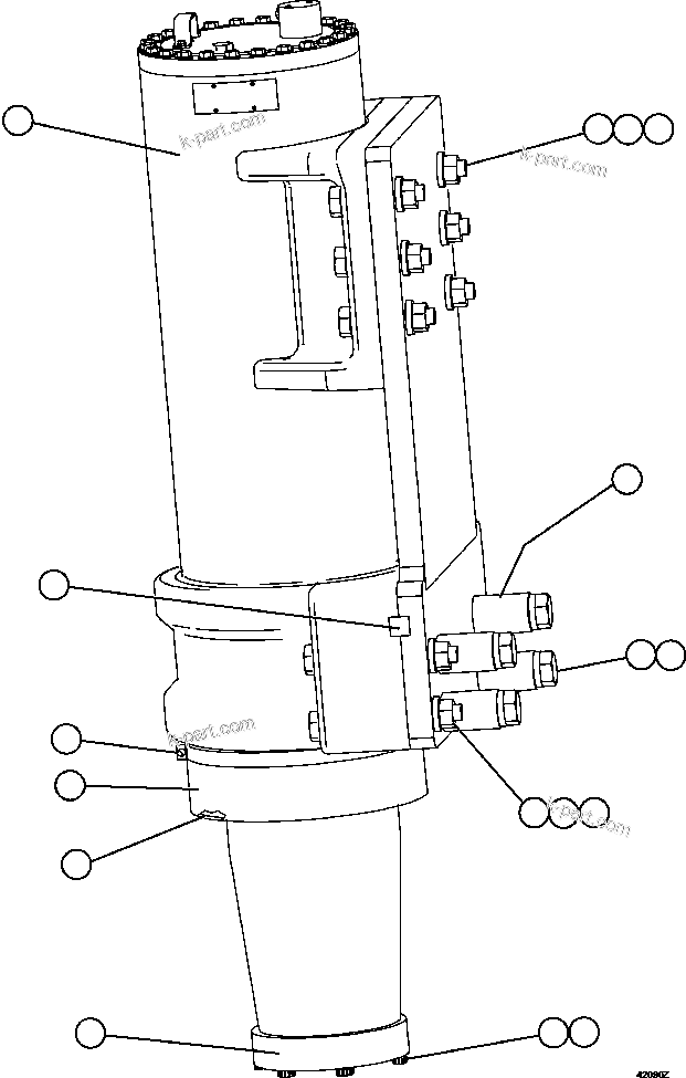Komatsu parts book diagram for AFE57-GU 830E-1AC S/N A40884 - A40887 & A40895 - A40899  MANTOS BLANCOS: FRONT SUSPENSION INSTALLATION