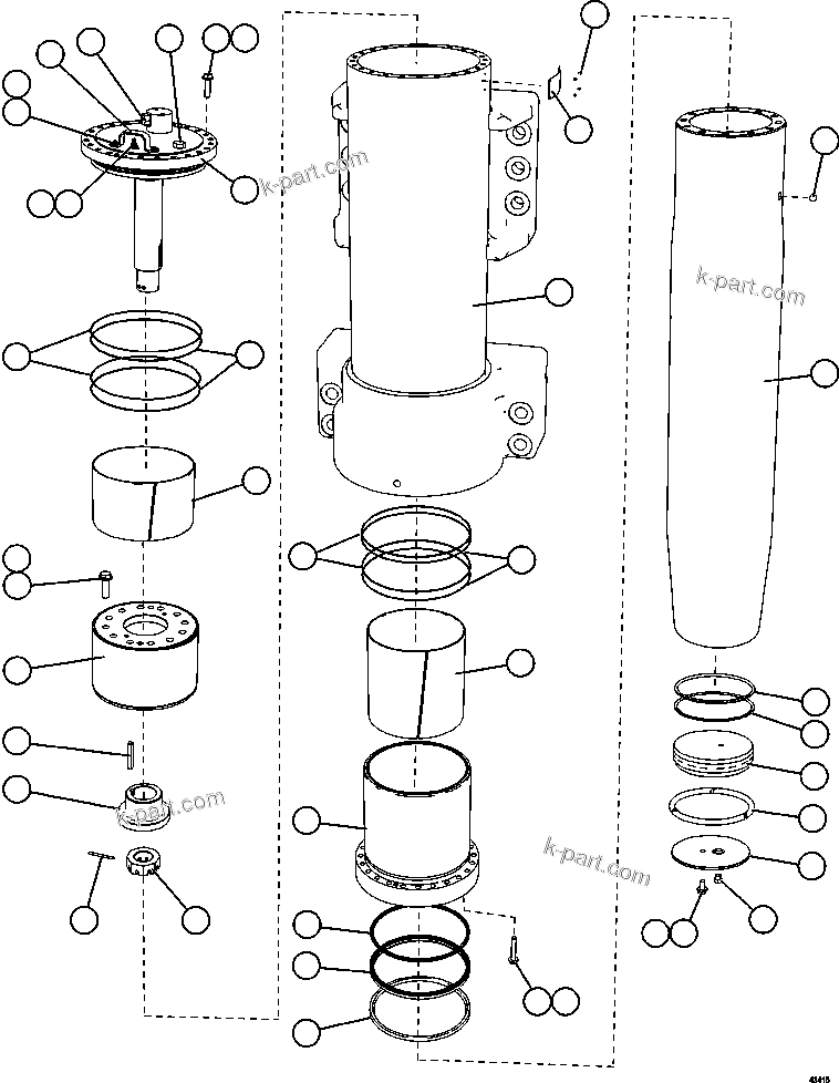 Komatsu parts book diagram for AFE57-GU 830E-1AC S/N A40884 - A40887 & A40895 - A40899  MANTOS BLANCOS: FRONT SUSPENSION    58E-50-00020