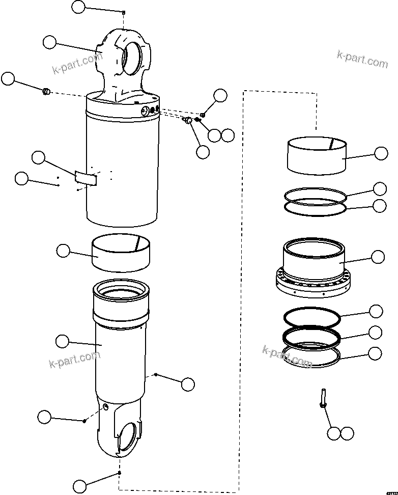 Komatsu parts book diagram for AFE57-GU 830E-1AC S/N A40884 - A40887 & A40895 - A40899  MANTOS BLANCOS: REAR SUSPENSION    EM8840