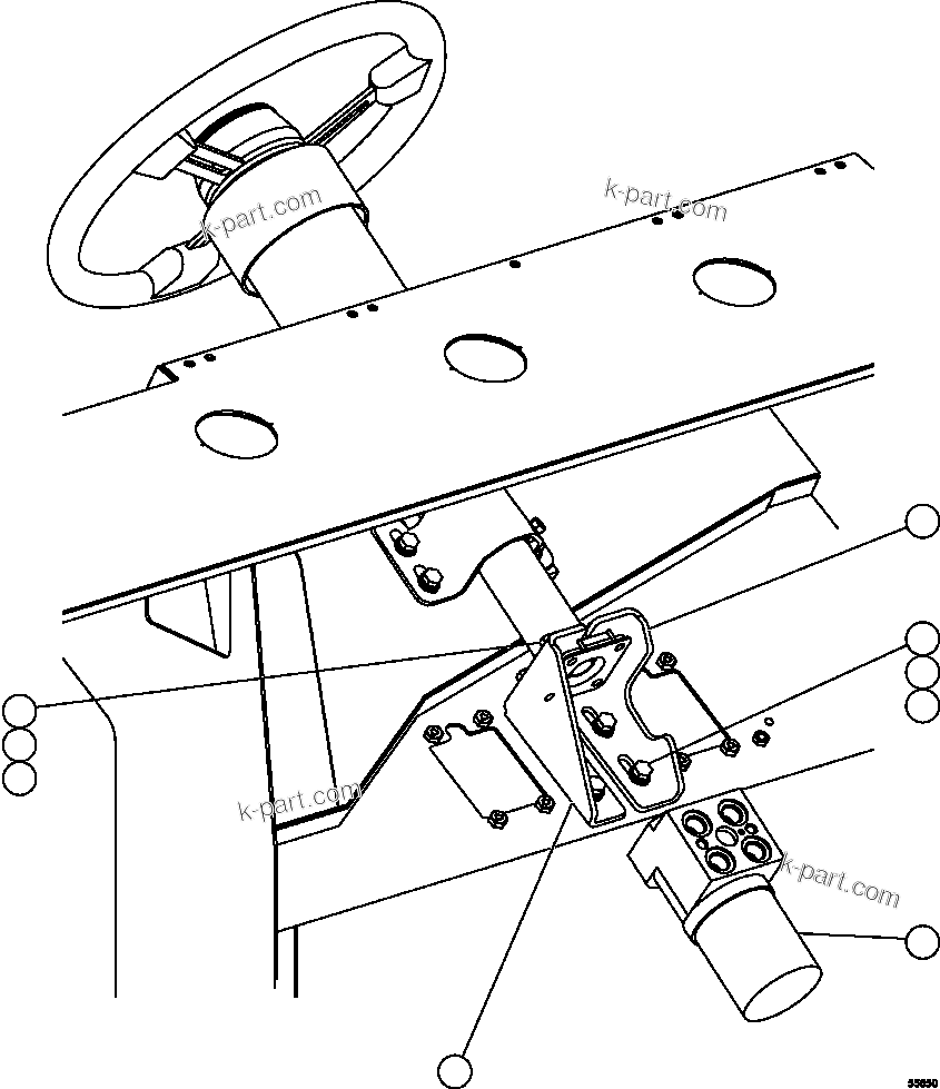 Komatsu parts book diagram for AFE57-GU 830E-1AC S/N A40884 - A40887 & A40895 - A40899  MANTOS BLANCOS: STEERING CONTROL UNIT INSTALLATION