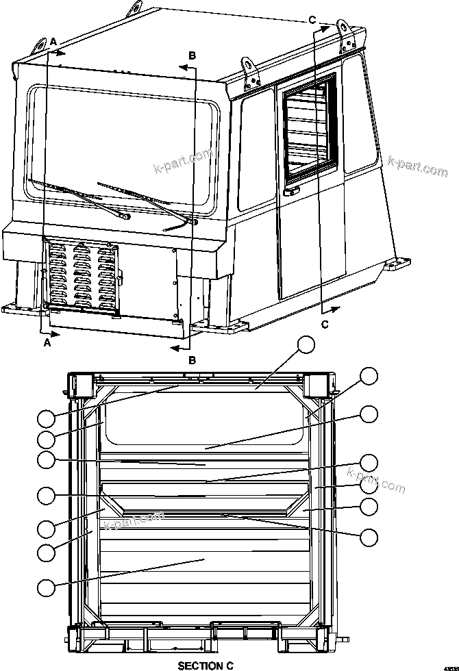 Komatsu parts book diagram for AFE57-GU 830E-1AC S/N A40884 - A40887 & A40895 - A40899  MANTOS BLANCOS: CAB CARPET   1/2