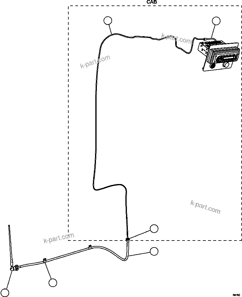Komatsu parts book diagram for AFE57-GU 830E-1AC S/N A40884 - A40887 & A40895 - A40899  MANTOS BLANCOS: RADIO ANTENNA INSTALLATION