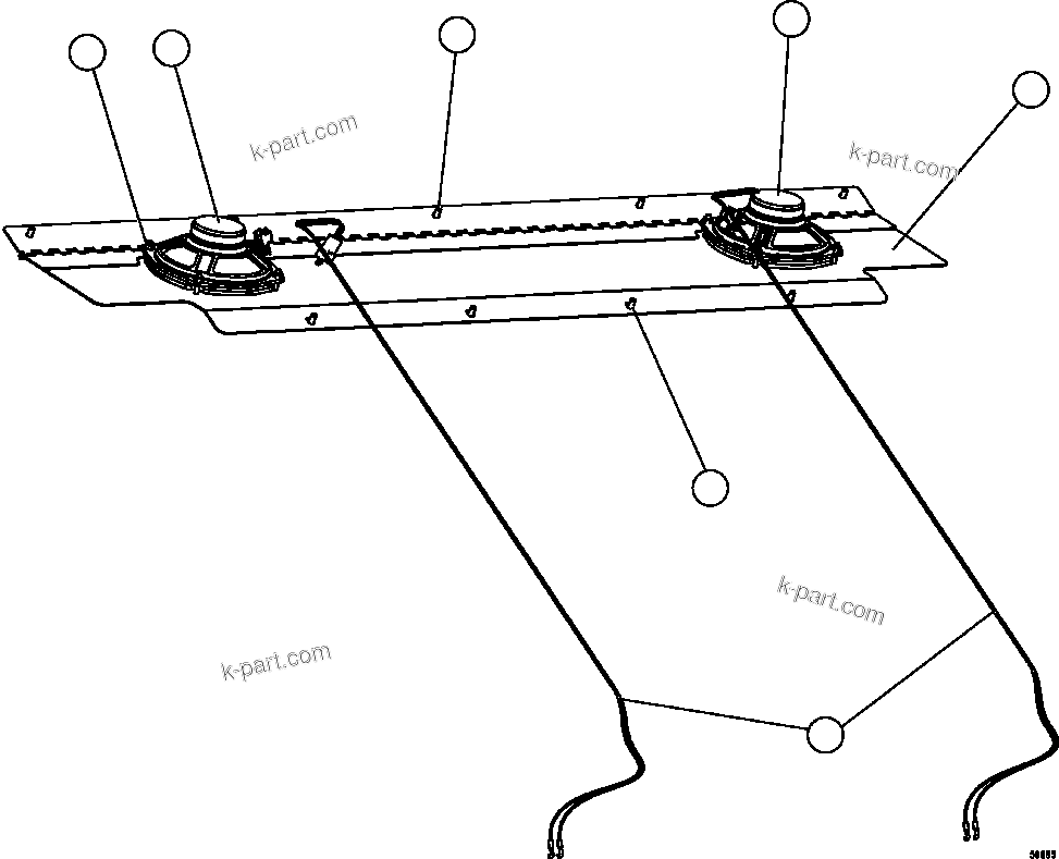 Komatsu parts book diagram for AFE57-GU 830E-1AC S/N A40884 - A40887 & A40895 - A40899  MANTOS BLANCOS: REAR SPEAKER INSTALLATION