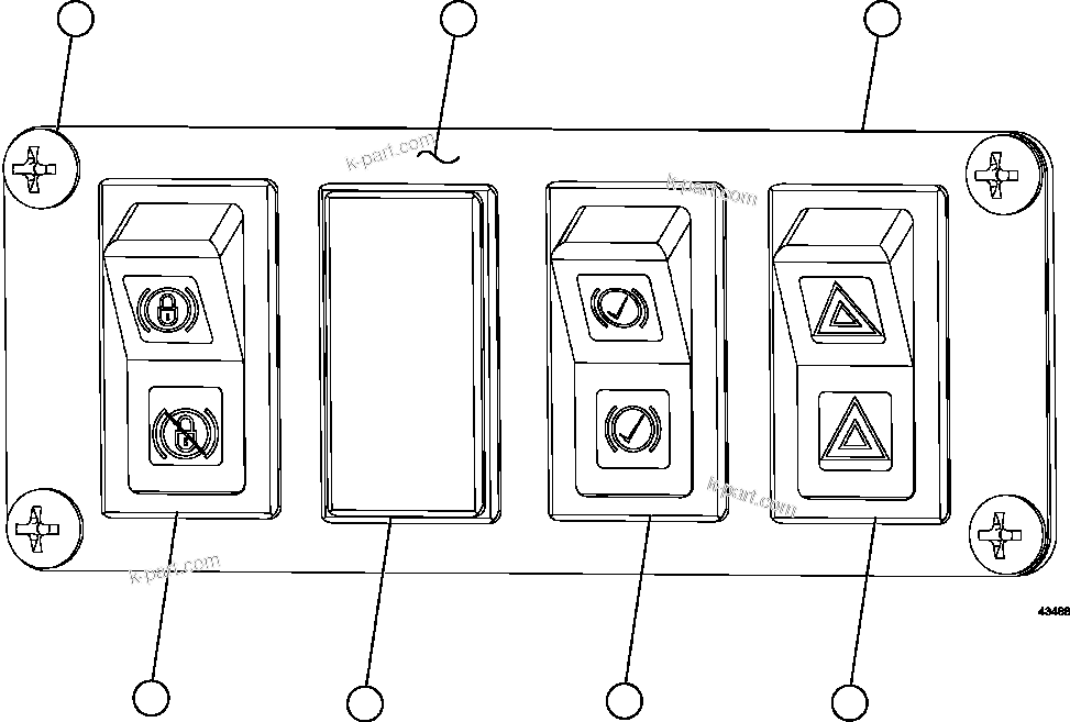 Komatsu parts book diagram for AFE57-GU 830E-1AC S/N A40884 - A40887 & A40895 - A40899  MANTOS BLANCOS: UPPER RH DASH MODULE          XB8077
